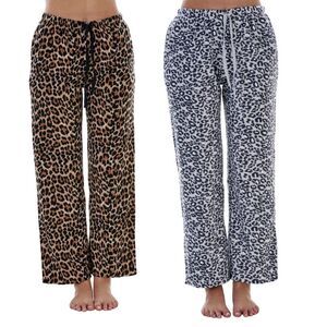 Keanu Womens/Ladies Fleece Leopard Print Lounge Pants (Pack of 2) / Multicolored